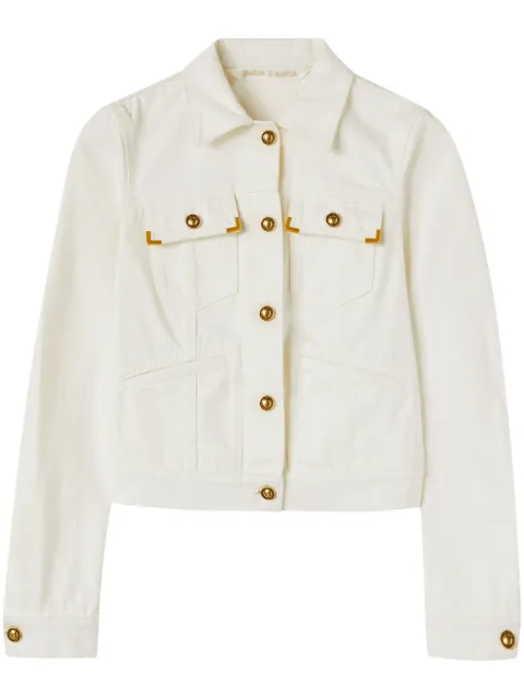 Palm Angels spread-collar denim jacket White PWYE037R24DEN0010303