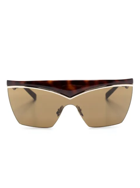 Saint Laurent Eyewear tortoiseshell shield-frame sunglasses Brown SL614MASK