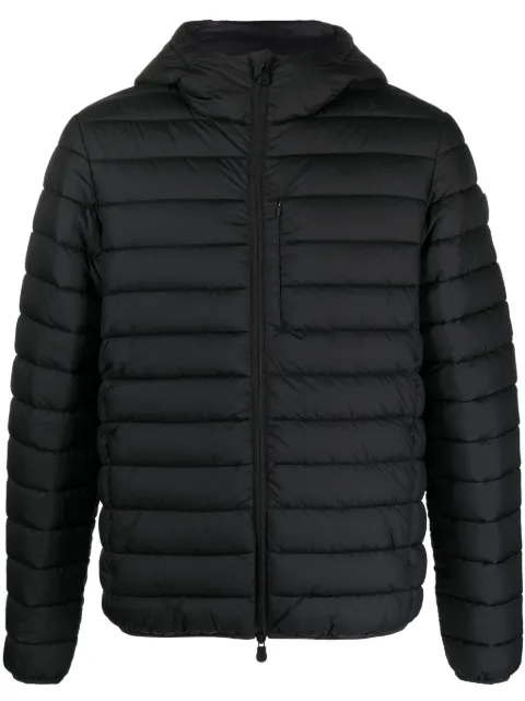 Save The Duck logo-patch padded hooded jacket Black D31273MMITO17