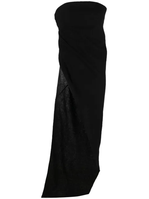 Rick Owens strapless asymmetric virgin wool top Black RO02C1155WN