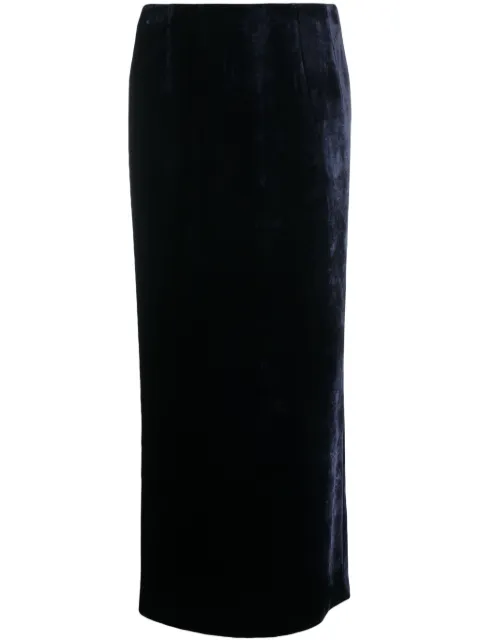 FENDI zip-embellished velvet maxi skirt Blue FQ7517AM3Z