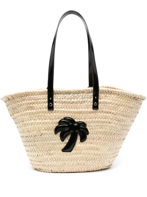 Palm Angels palm-appliqué basket bag Neutrals PWNA059R24MAT0011010
