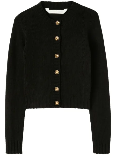 Palm Angels curved-logo wool-blend cardigan Black PWHB020C99KNI0011001