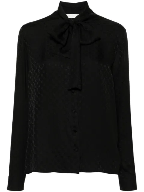 Palm Angels monogram-jacquard silk blouse Black PWGE008R24FAB0011010