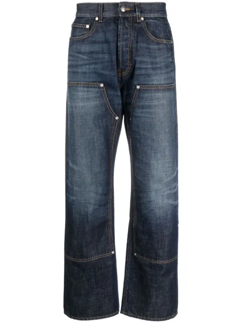 Palm Angels monogram-embroidered wide-leg jeans Blue PMYA043R24DEN0034510