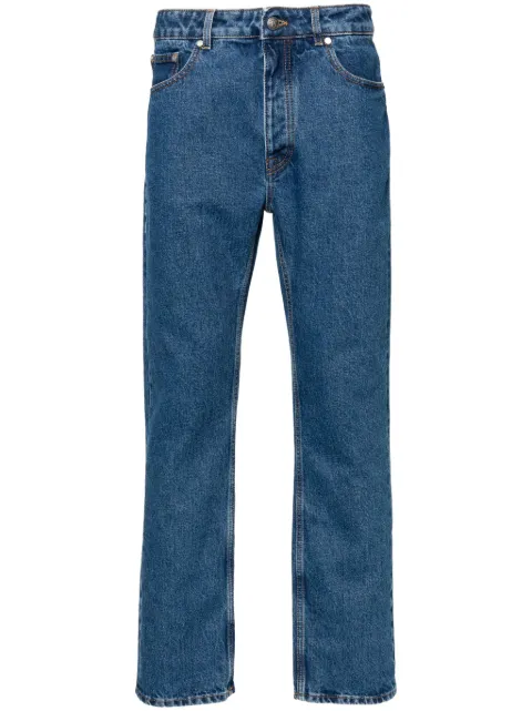Palm Angels monogram-embroidered straight-leg jeans Blue PMYA039R24DEN0014010