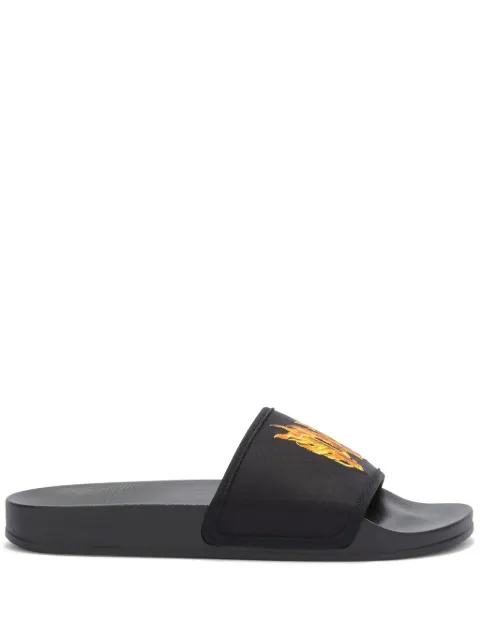 Palm Angels monogram-embossed pool slides Black PMIC010R24MAT002