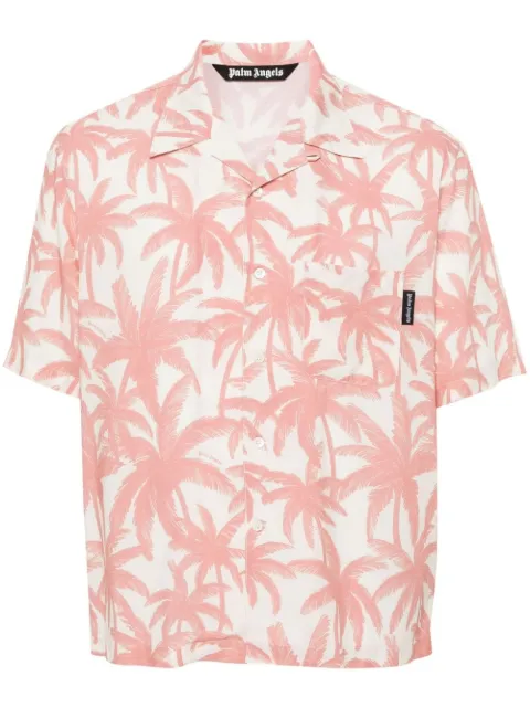 Palm Angels palm-tree print shirt Pink PMGG005R24FAB0010330