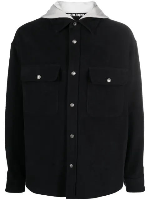 Palm Angels monogram-print hooded overshirt Black PMES021R24FAB001
