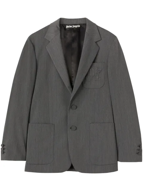 Palm Angels logo-embroidered blazer Grey PMEN044R24FAB0010505