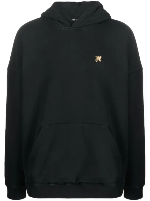 Palm Angels Foggy logo-print hoodie Black PMBB117R24FLE0041001