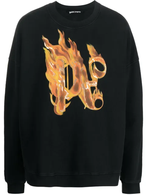 Palm Angels Burning monogram-print sweatshirt Black PMBA074R24FLE004