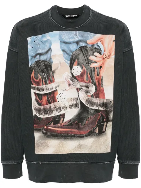 Palm Angels Dice Game crew-neck sweatshirt Black PMBA074R24FLE0011084