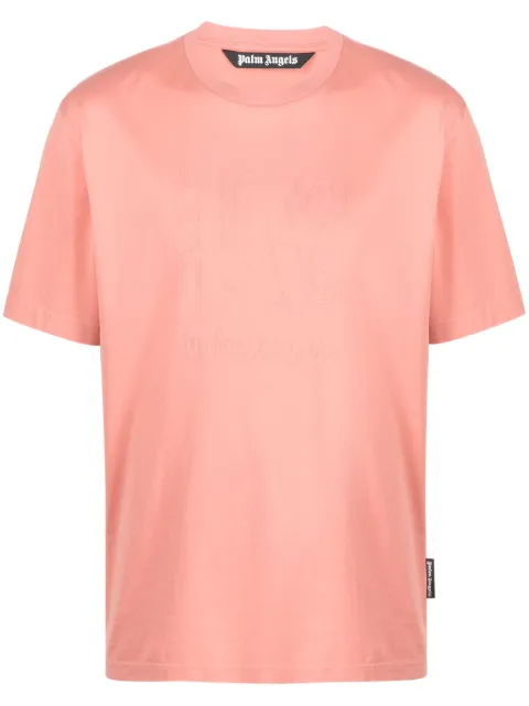 Palm Angels monogram-embroidered cotton T-shirt Pink PMAA089R24JER0023030