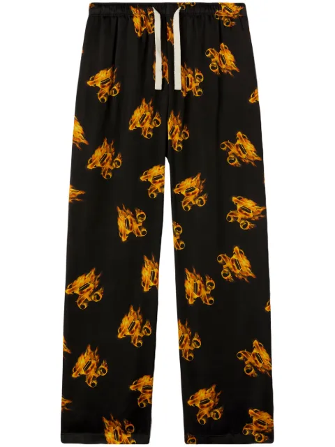 Palm Angels Burning monogram-embroidered track pants Black PMCA143R24FAB0021076