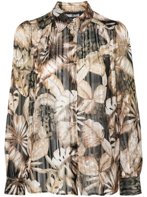 Just Cavalli floral metallic sheer shirt Gold 75PAL220NS326