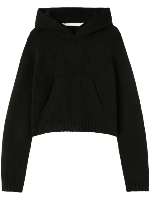 Palm Angels curved-logo wool-blend hoodie Black PWHU012C99KNI0011001