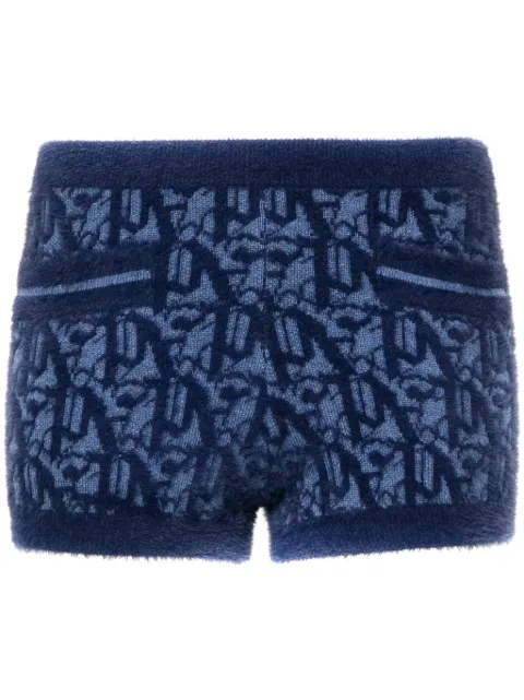Palm Angels monogram-jacquard knitted shorts Blue PWHM007R24KNI0014045