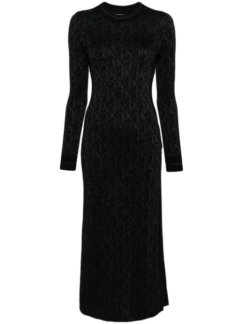 Palm Angels monogram-jacquard open-back midi dress Black PWHI043R24KNI0011010