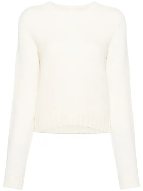 Palm Angels curved-logo wool-blend jumper Neutrals PWHE051C99KNI0010310