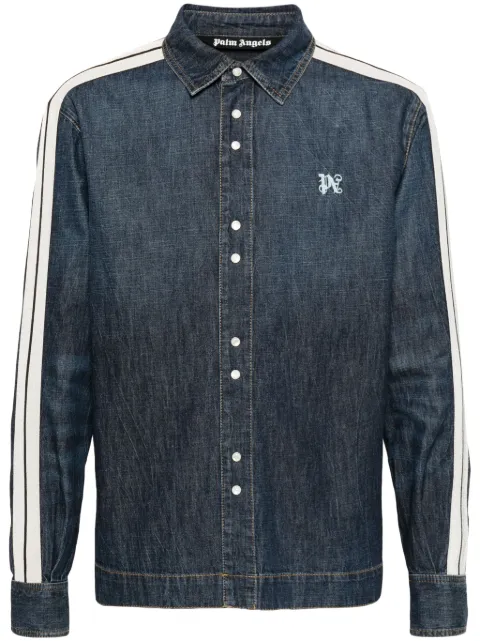 Palm Angels monogram-embroidered denim track jacket Blue PMYE049R24DEN0014503