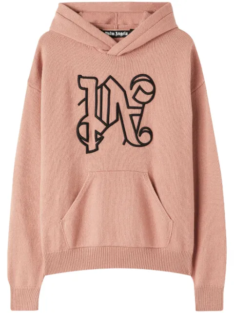 Palm Angels monogram-embroidered zip-up hoodie Pink PMHU006R24KNI0014010