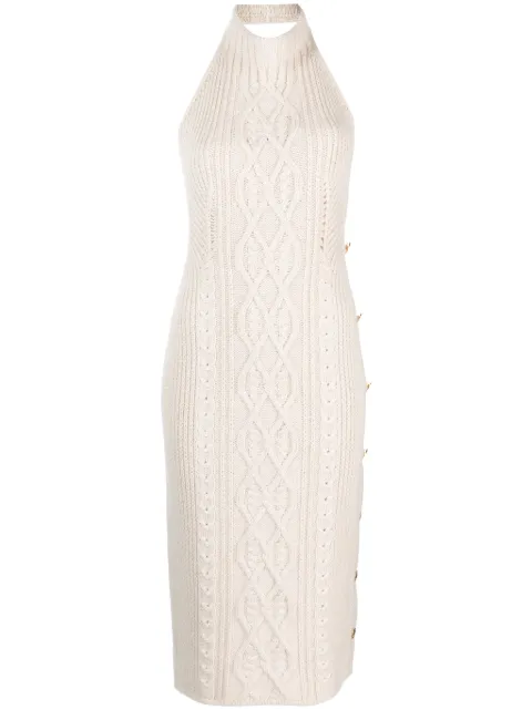 Palm Angels open-back knitted midi dress Neutrals PWHI041R24KNI0010303