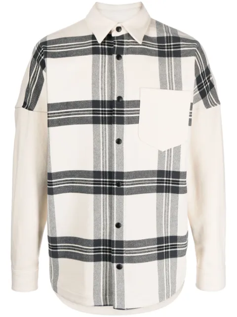 Palm Angels logo-print checked overshirt Neutrals PMES002R24FAB001