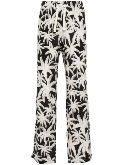 Palm Angels palm-tree print loose trousers Black PMCA143R24FAB0011003