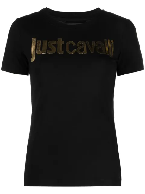 Just Cavalli logo-embossed round-neck T-shirt Black 75PAHT00CJ502
