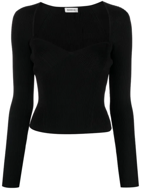 SIMKHAI Giuliana sweetheart-neck jumper Black 5232068K
