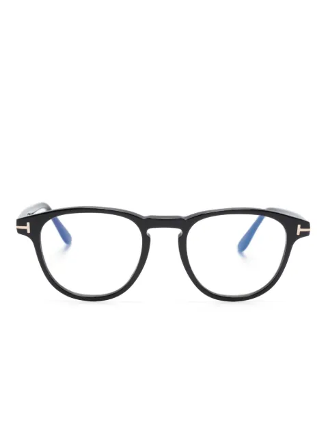TOM FORD Eyewear logo-plaque square-frame glasses Black FT5899B