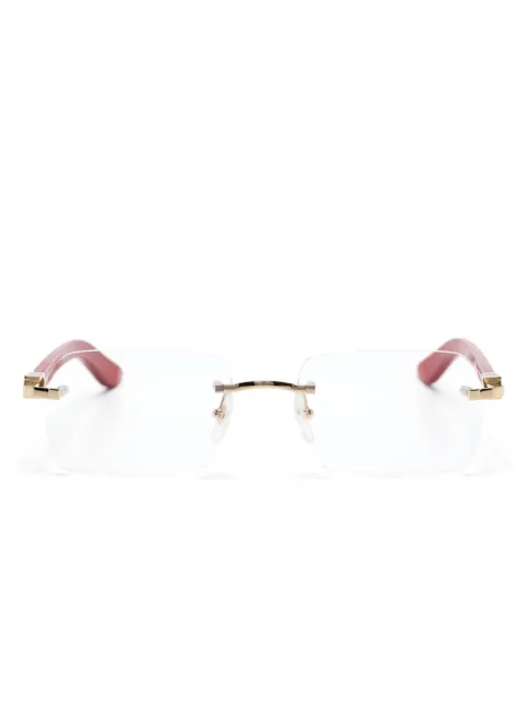 Cartier Eyewear logo-plaque rectangle-frame glasses Gold CT0453O003