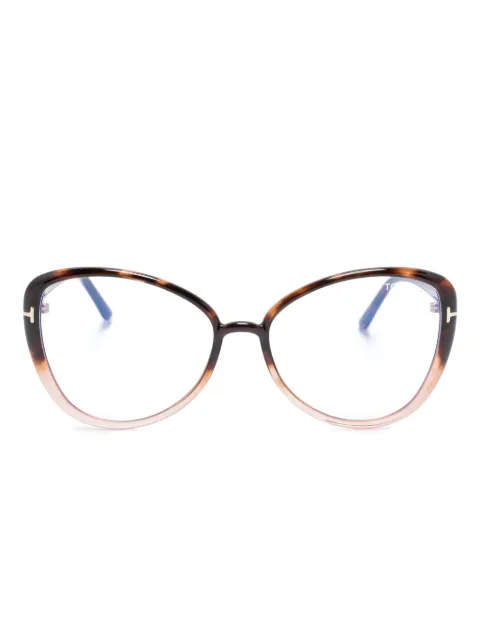TOM FORD Eyewear two-tone cat-eye frame glasses Brown TF5907B
