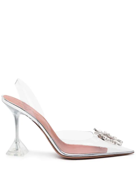Amina Muaddi Begum Glass slingback pumps Neutrals C9S343927BEG