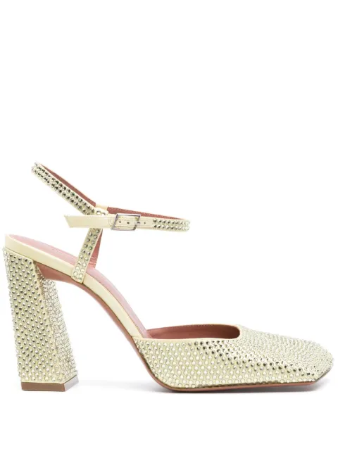 Amina Muaddi Charlotte 95mm crystal-embellished pumps Yellow 10S344426CHA