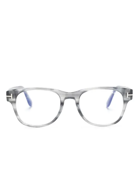 TOM FORD Eyewear FT5898B logo-engraved round-frame glasses Grey FT5898B