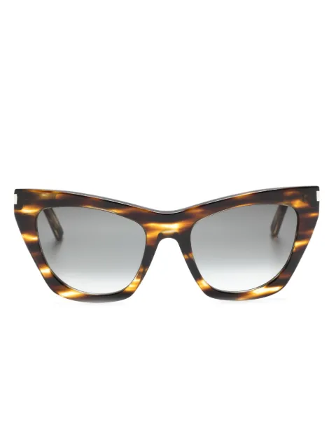 Saint Laurent Eyewear logo-engraved cat-eye sunglasses Brown SL214KATE024
