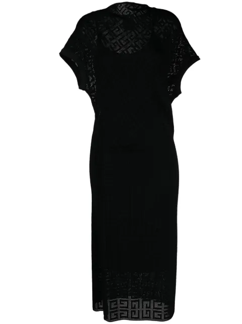 Givenchy 4G jacquard draped midi dress Black BW21TE4ZD6