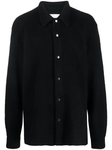 Jil Sander pointed-collar alpaca wool-blend overshirt Black J22DL0169J20060