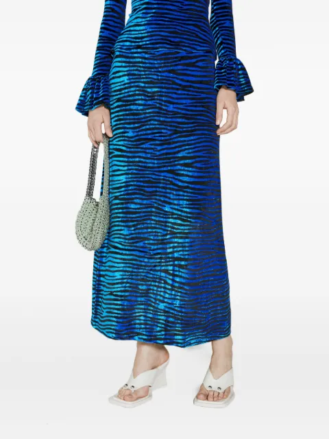 Rabanne tiger-print maxi skirt Blue 23AJJU438VI0336