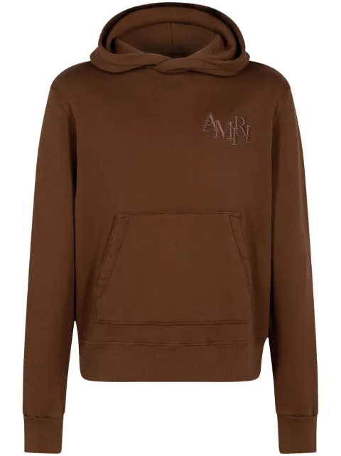 AMIRI Staggered logo-embroidered cotton hoodie Brown AW23MJG029