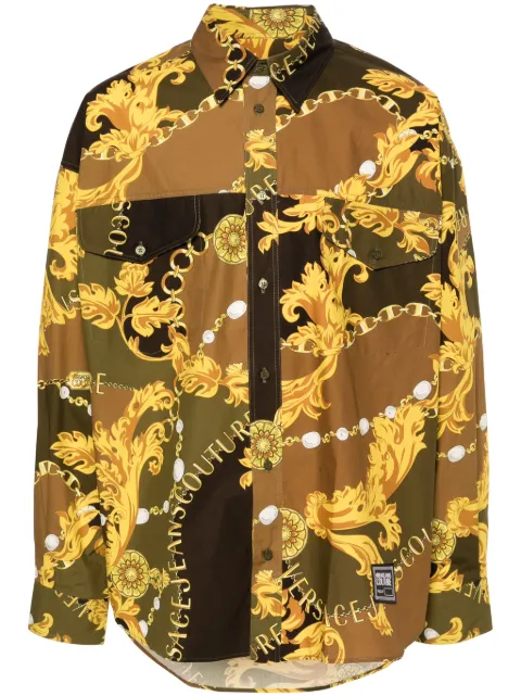 Versace Jeans Couture Chain Couture-print cotton shirt Green 75GAL216NS277