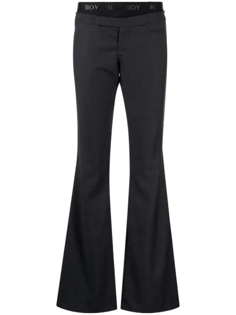 Halfboy logo-waistband layered-detail flared trousers Grey HFW231BPN077062