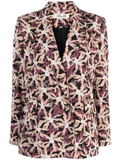 DVF Diane von Furstenberg Gloria floral-pattern double-breasted blazer Neutrals DVFJS3R004