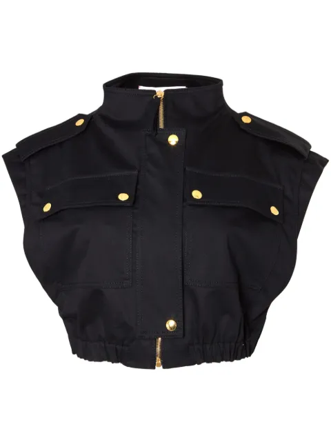 Carolina Herrera zip-up cropped cargo gilet Black R2411N101STS