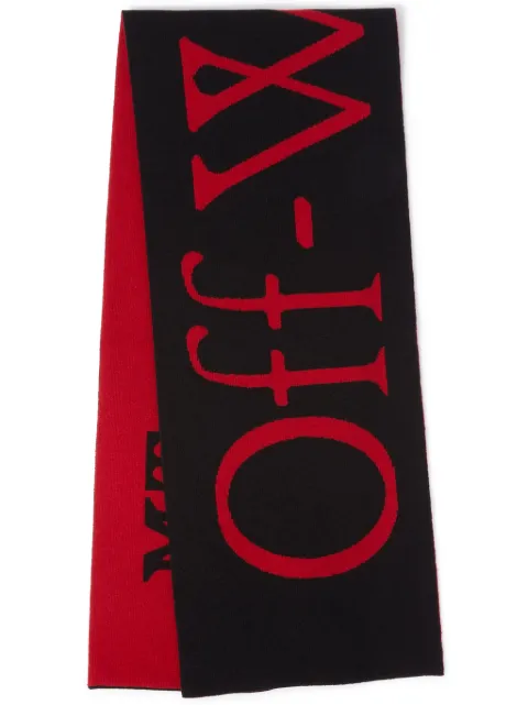 Off-White 2024 Lunar New Year Bookish intarsia-knit logo wool scarf Black OWMA017G23KNI0011025