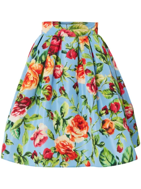 Carolina Herrera floral-print buckle-fastening skirt Blue R2411N314RFF
