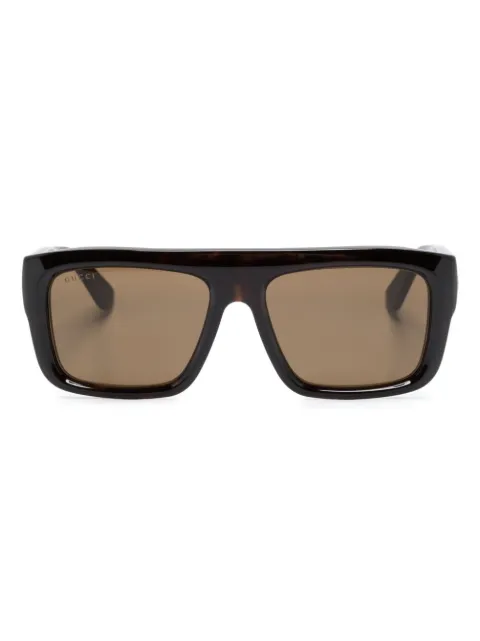 Gucci Eyewear logo-engraved rectangle-frame sunglasses Brown 755274J0741
