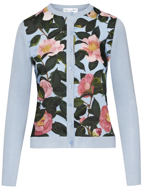 Oscar de la Renta Camellia button-up cardigan Blue 24RN155CAMPPB
